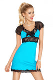 Lace-Trimmed Floral Nightie with Tulle Sleeves