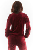 Elegant Velour Sweatshirt with Pleats and Logo Tape