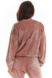Cozy Velour Sweatshirt with Pleats and Logo Tape