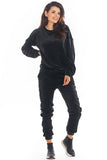 Cozy Velour Sweatshirt with Pleats and Logo Tape