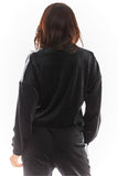 Cozy Velour Sweatshirt with Pleats and Logo Tape