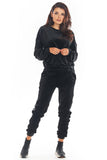 Cozy Velour Sweatshirt with Pleats and Logo Tape