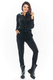 Velour Unzipped Hooded Sweatshirt with Logo Tape