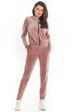 Velour Unzipped Hooded Sweatshirt with Decorative Tape