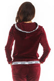 Velour Unzipped Hooded Sweatshirt with Logo Tape