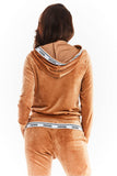 Velour Unzipped Hooded Sweatshirt with Logo Tape