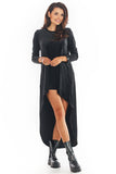 Plunging Neckline Extended Back Dress in 4 Colors