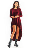 Plunging Neckline Long Sleeve Dress with Extended Back