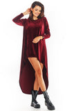 Plunging Neckline Long Sleeve Dress with Extended Back