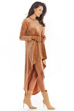 Plunging Neckline Velour Dress with Extended Back