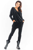 Warm Velour Trousers with Reduced Crotch and Straight Legs