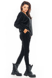 Warm Velour Trousers with Reduced Crotch and Straight Legs