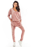 Warm Velour Trousers with Reduced Crotch and Straight Legs