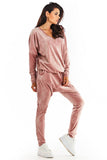 Warm Velour Trousers with Reduced Crotch and Straight Legs