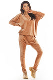Velour Trousers with Reduced Crotch and Straight Legs