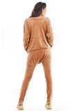 Velour Trousers with Reduced Crotch and Straight Legs