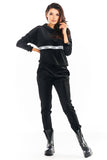 Velour Trousers with Front Pockets and Elastic Waist