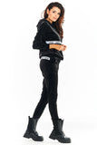 Velour Trousers with Front Pockets and Elastic Waist