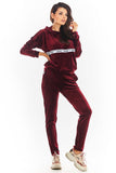 Warm Velour Trousers with Pockets and Elastic Waist