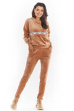 Velour Trousers with Pockets and Elastic Waistband
