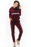 Cozy Velour Sweatshirt with Kangaroo Pocket and Logo Tape