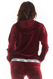 Cozy Velour Sweatshirt with Kangaroo Pocket and Logo Tape