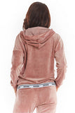 Cozy Velour Sweatshirt with Kangaroo Pocket & Logo Tape