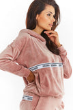 Cozy Velour Sweatshirt with Kangaroo Pocket & Logo Tape