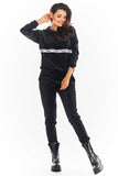 Cozy Velour Sweatshirt with Kangaroo Pocket & Logo Tape