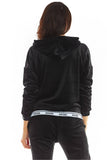Cozy Velour Sweatshirt with Kangaroo Pocket & Logo Tape
