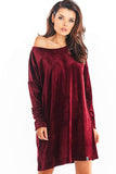 Soft Velour Long Sleeve Loose Dress in 4 Colors