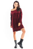 Soft Velour Long Sleeve Loose Dress in 4 Colors
