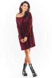 Soft Velour Long Sleeve Loose Dress in 4 Colors