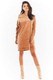 Soft Velour Long Sleeve Loose Dress in 4 Colors