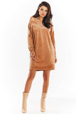 Soft Velour Long Sleeve Loose Dress in 4 Colors