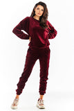 Stylish Velour Trousers with Drawstring and Pockets