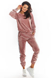 Stylish Velour Trousers with Drawstring and Pockets