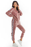 Stylish Velour Trousers with Drawstring and Pockets
