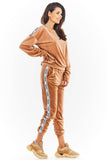 Stylish Velour Trousers with Drawstring and Pockets
