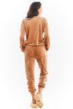 Stylish Velour Trousers with Drawstring and Pockets