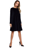 Chic Trapeze Dress with Geometric Chiffon Back Insertion