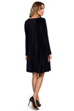 Chic Trapeze Dress with Geometric Chiffon Back Insertion