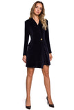 Elegant Fitted Velour Dress with Classic Styling