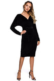 Elegant Kimono Sleeve Pencil Dress with Envelope Neckline