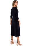 Elegant Velour Dress with Pleated Sleeves and Fishnet Hemline