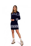 Festive Two-Tone Sweater Dress with Holiday Motif