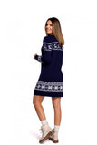 Festive Two-Tone Sweater Dress with Holiday Motif