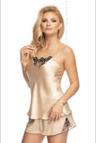 Elegant Satin Two-Piece Nightwear Set with Lace Accents