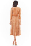 Versatile Midi Velour Dress with 3/4 Sleeves