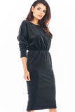 Adjustable Length Velour Dress with Long Sleeves